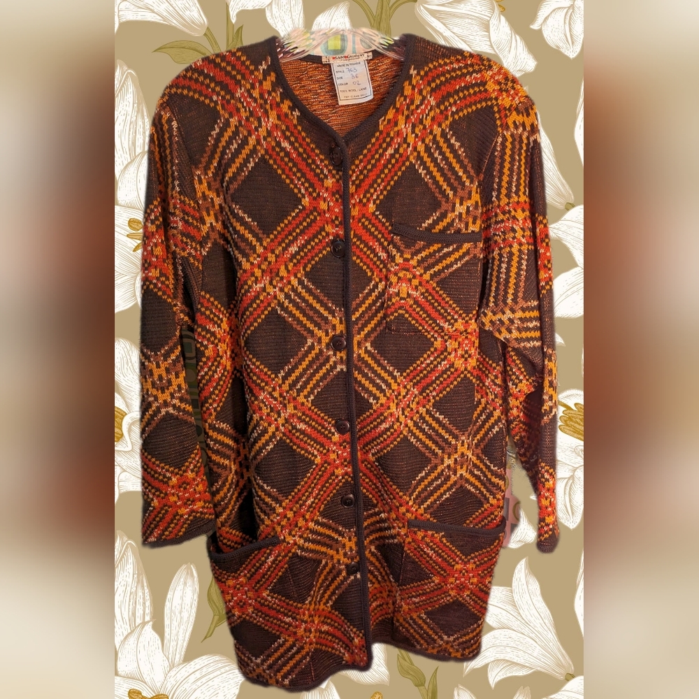 Vintage 70's Ysl Rive Gauche Wool Diagonal Plaid … - image 1